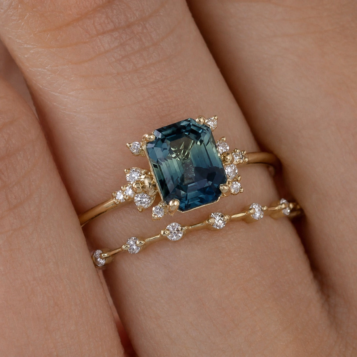 Crystal Blue Glow Ring Set