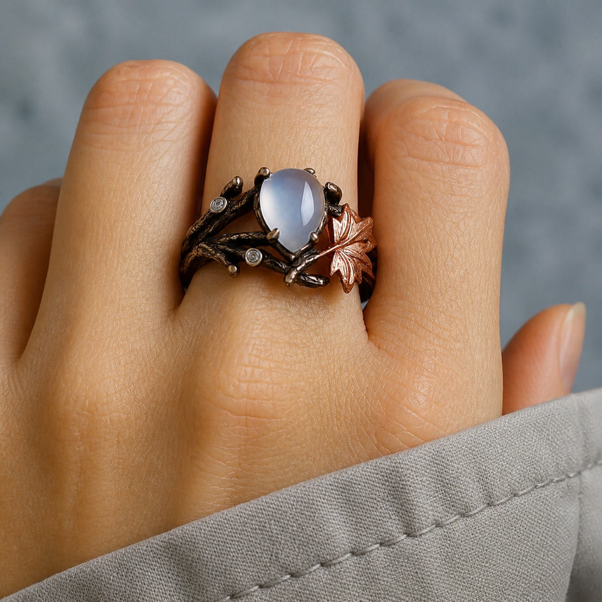 Aetherial Star Ring with Monolithic Moonstone