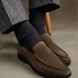 Quality Suede Moccasins - Black Soles