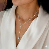 Lariat Necklace with Waterfall Pearls