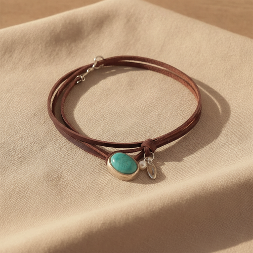Agnese™ - Leather Necklace with Turquoise