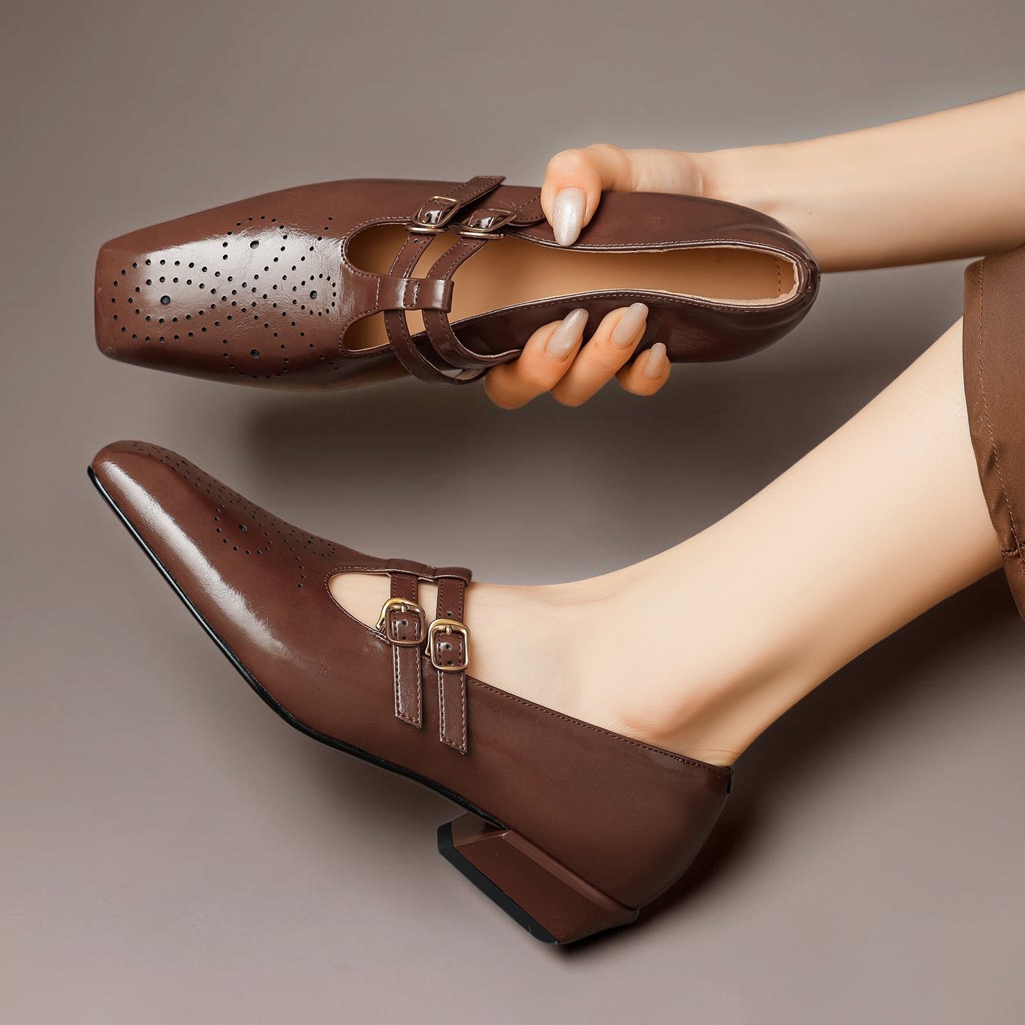 Marisol | Mary Jane Shoe with Two Straps and Broguing